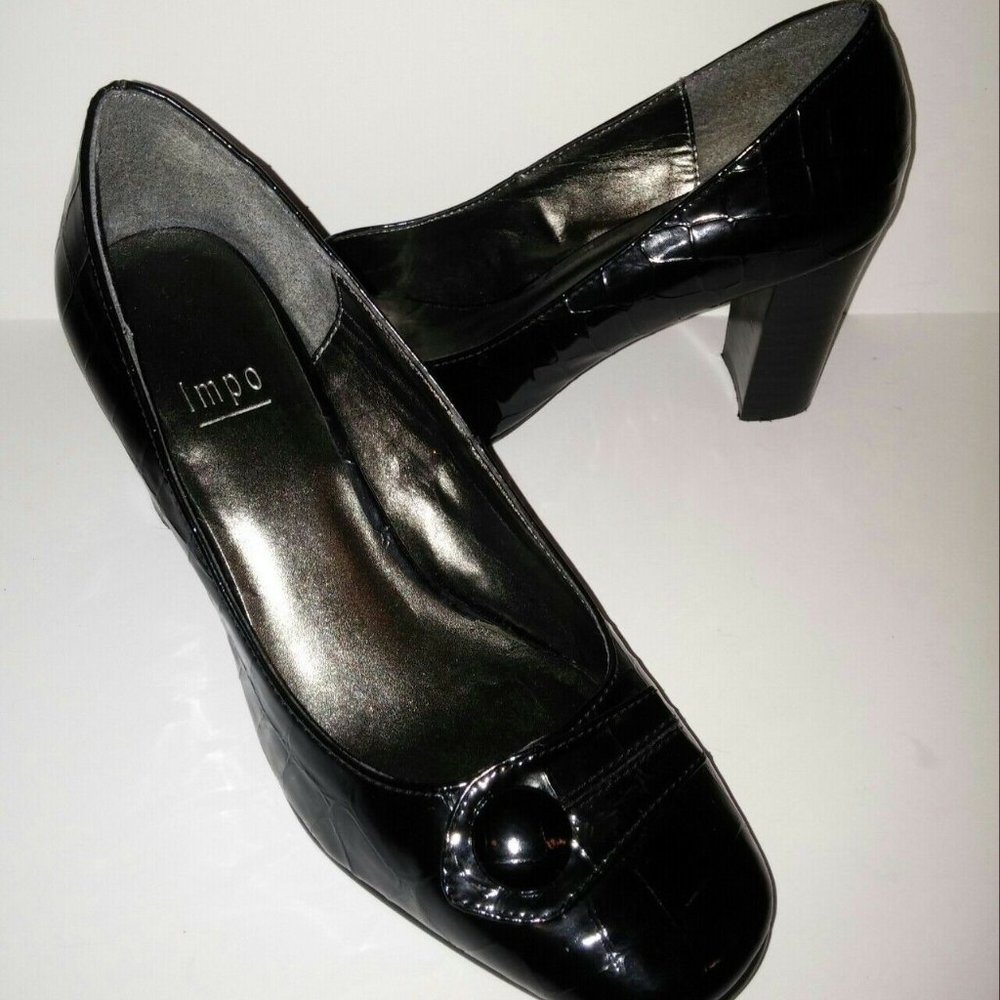Impo 6 Women's Loafer Heels Pumps Faux Patent Croc